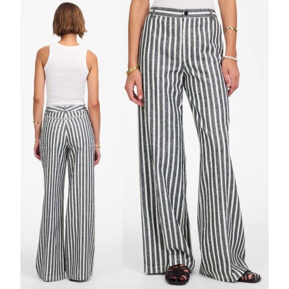 Madewell | NWT | The Tall Zoe Relaxed Wide Pant in Linen-Cotton Blend | Sz T4 - Picture 1 of 11